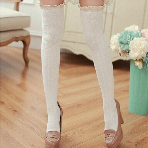 Women Ladies Knit Thigh-High Over the Knee Socks Winter Long Stockings Warm Xmas - Picture 118 of 126