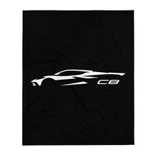 2023 vette C8 Silhouette Arctic White Vette Drivers Custom Throw Blanket