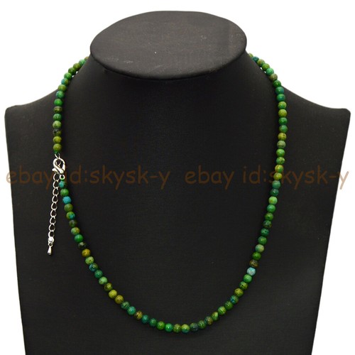 Smooth 4mm Natural Yellow Green Turquoise Round Gemstone Beaded Necklace 14-50'' - Picture 9 of 13