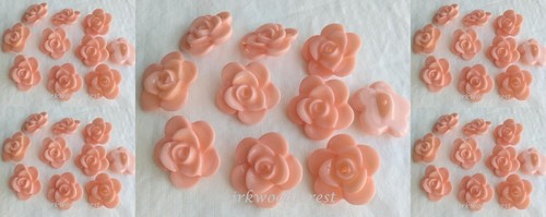 Light Salmon Pink Coral Rose Flower Buttons Shank Back Dimension 1" (25mm) Shiny - Picture 5 of 6