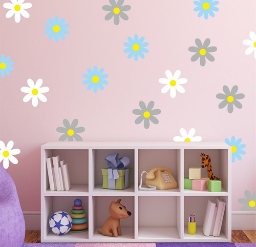 Juego de 30 pegatinas de pared de dormitorio para niños con patrón de primavera con flores - Imagen 4 de 9