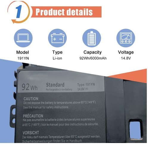 ✅191YN Battery For Dell Alienware 15 R1 R2 ALW15CD ALW15ED ALW15ER Series 08NH55 - Picture 3 of 8