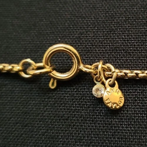 Ann Taylor Brass Plate Pearl Drop Pendant Necklace - Image 3 of 3