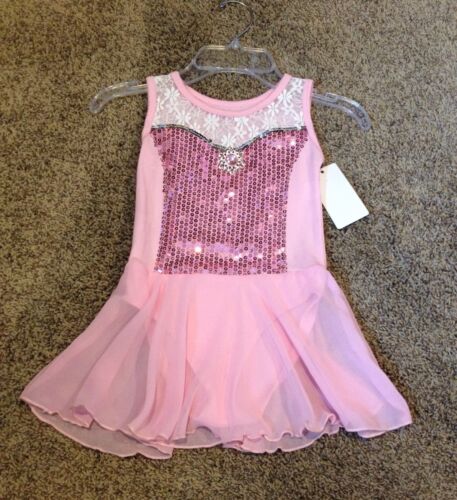 Sz 6 Pink Dance Skating Dress Up Bodysuit Leotard W/ Skirt Dress Up Costume NWT!