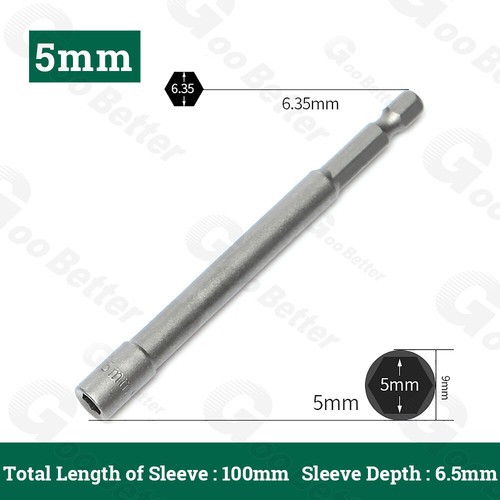 5-19mm Non-Magnetic Hex Nut Driver Drill Bit Socket Impact 100mm Long 1/4" Shank - Picture 13 of 31