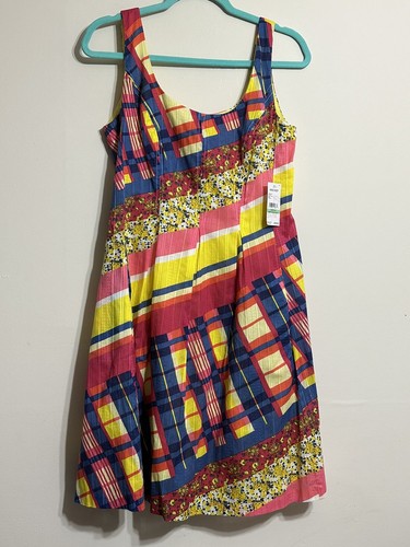 Nine West Size 8 Patchwork Design Multicolor Sleeveless Dress. - Picture 3 of 3