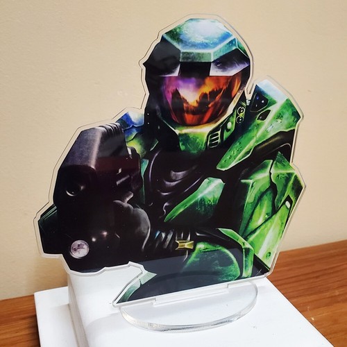 Master Chief Acryl Aufsteller 6x6 Zoll Halo Display Spielzimmer Geschenk Xbox Retro - Bild 3 von 13