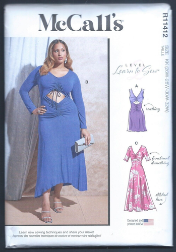 NEW/UNCUT R11412 McCall's Pattern Misses Dresses 3 Variations (Sizes 26-32) - Picture 1 of 2