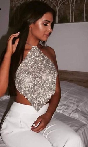 Handmade Kendall Style Exclusive Lux Brand Design, Shiny Disco Top - Picture 5 of 12