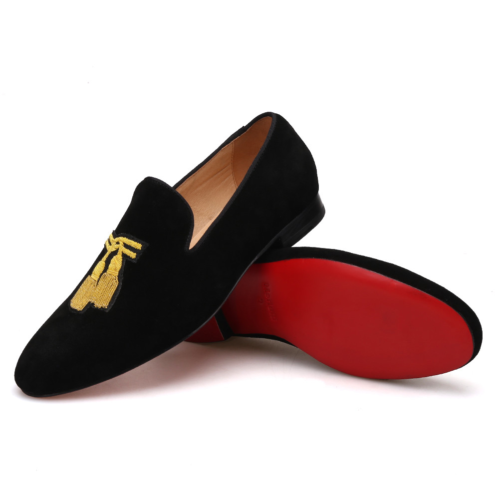 Merlutti Negro gamuza suela de cuero bordado de seda de la India Merlutti Negro gamuza suela de cuero bordado de seda de la India