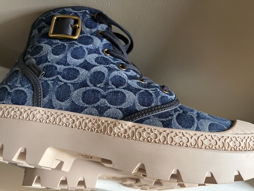Botas de combate Coach Trooper en denim exclusivo talla 12 - Imagen 12 de 14