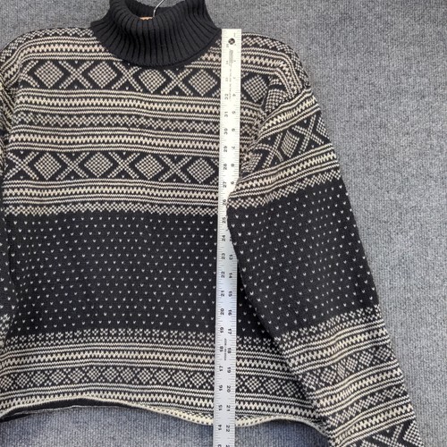 Paul Harris Design Women's Turtleneck Sweater Black White Large Nordic Vintage - Picture 10 of 12