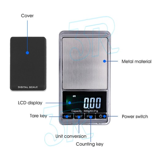 500g 0.01 DIGITAL POCKET SCALES JEWELLERY ELECTRONIC milligram micro mg 2025 - Picture 2 of 9
