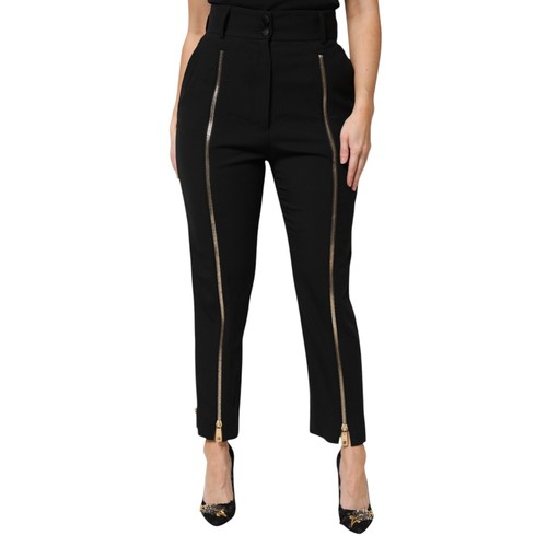 DOLCE & GABBANA Pants Black Wool High Waist Zipper Tapered IT40/US6/S 2180usd