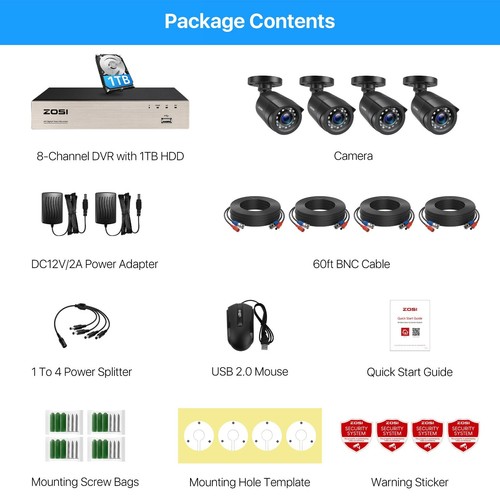 ZOSI 1080p CCTV Security Camera System 5MP Lite 8CH DVR IR Night Vision Outdoor - Picture 10 of 12