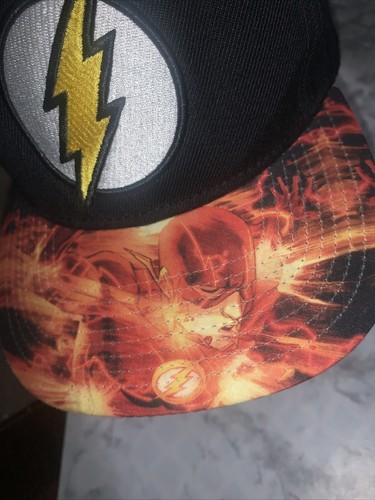 DC Comics The Flash Cappello Uomo Regolabile Nero Arancione Snapback Fulmine - Foto 4 di 6