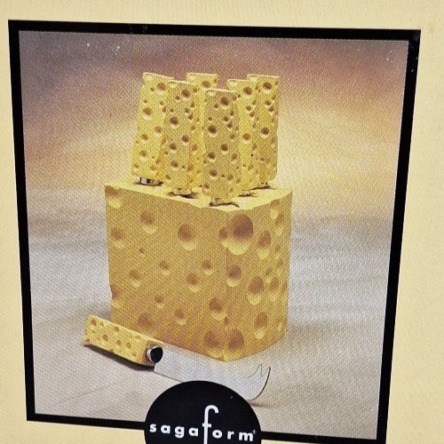Juego de cuchillos de bloque de queso Sagaform 1997 de colección 7 piezas divertido novedad fiesta nuevo en caja - Imagen 2 de 10