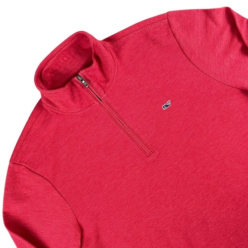 Vineyard Vines Pullover Herren L rot 1/4 Zip Performance leicht Stretch Peru