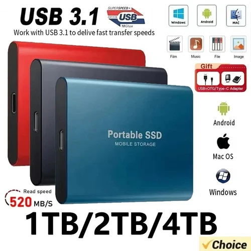 Portable SSD 2TB High Speed External Hard Drive USB 3.1 Type-C Original Hard Dis