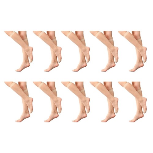 1/5/10 Pairs Womens Thin Sheer Knee Length Stockings Nylon Silk Calf Socks - Picture 16 of 23