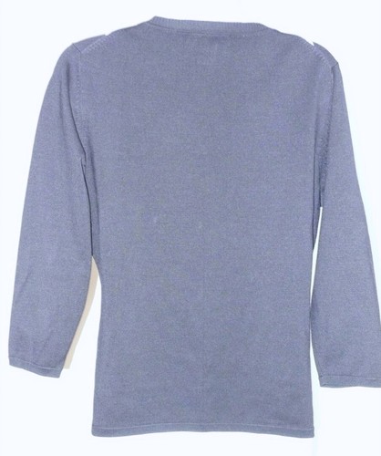 Brooks Brothers Damen Pullover dunkelblau elfenbein gestreift Seide Nylon V-Ausschnitt Gr. M - Bild 3 von 4