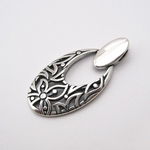 Pendentif ajouré motif fleurs en argent massif 925 PE152 - Picture 2 of 3