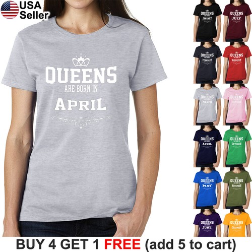 T-shirt regine nascono nel mese regalo compleanno donna divertente principessa ragazza X158 - Foto 21 di 53