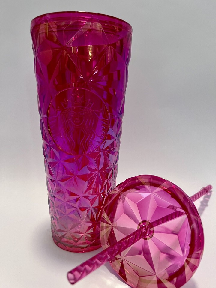 NEW Starbucks Summer 2024 Pink Iridescent Prism Cold Cup Tumbler NEW
