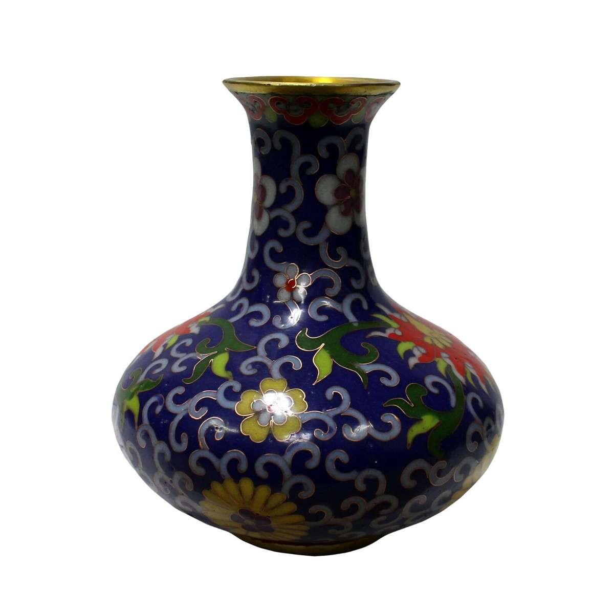 Chinese Metal Purple Blue Enamel Cloisonne Vase Shape Figure ws570S Chinese Metal Purple Blue Enamel Cloisonne Vase Shape Figure ws570S
