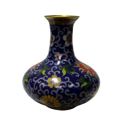 Chinese Metal Purple Blue Enamel Cloisonne Vase Shape Figure ws570S Chinese Metal Purple Blue Enamel Cloisonne Vase Shape Figure ws570S