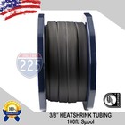 3/8" Inch 100 Ft. 100' Feet Black 9mm Polyolefin 2:1 Heat Shrink Tubing Tube Ul