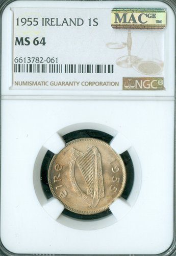 1955 IRELAND SHILLING NGC MS64 PQ MAC SPOTLESS * - Picture 3 of 4