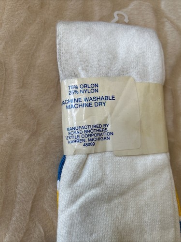 VTG Striped Tube Socks Soyad Orlon Acrylic Sports 7-11 NOS 1980s Yellow/Blue - Picture 5 of 7