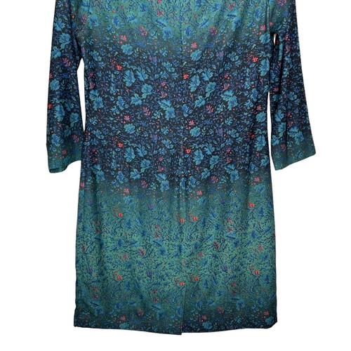 Marchesa Voyage Teal Floral Degrade Shift Dress Sz 8 - Picture 6 of 11