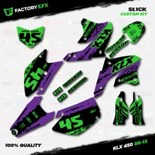 Green Purple Slick Racing Graphics Kit fits 08-18 Kawasaki KLX450 Klx 450 Decals
