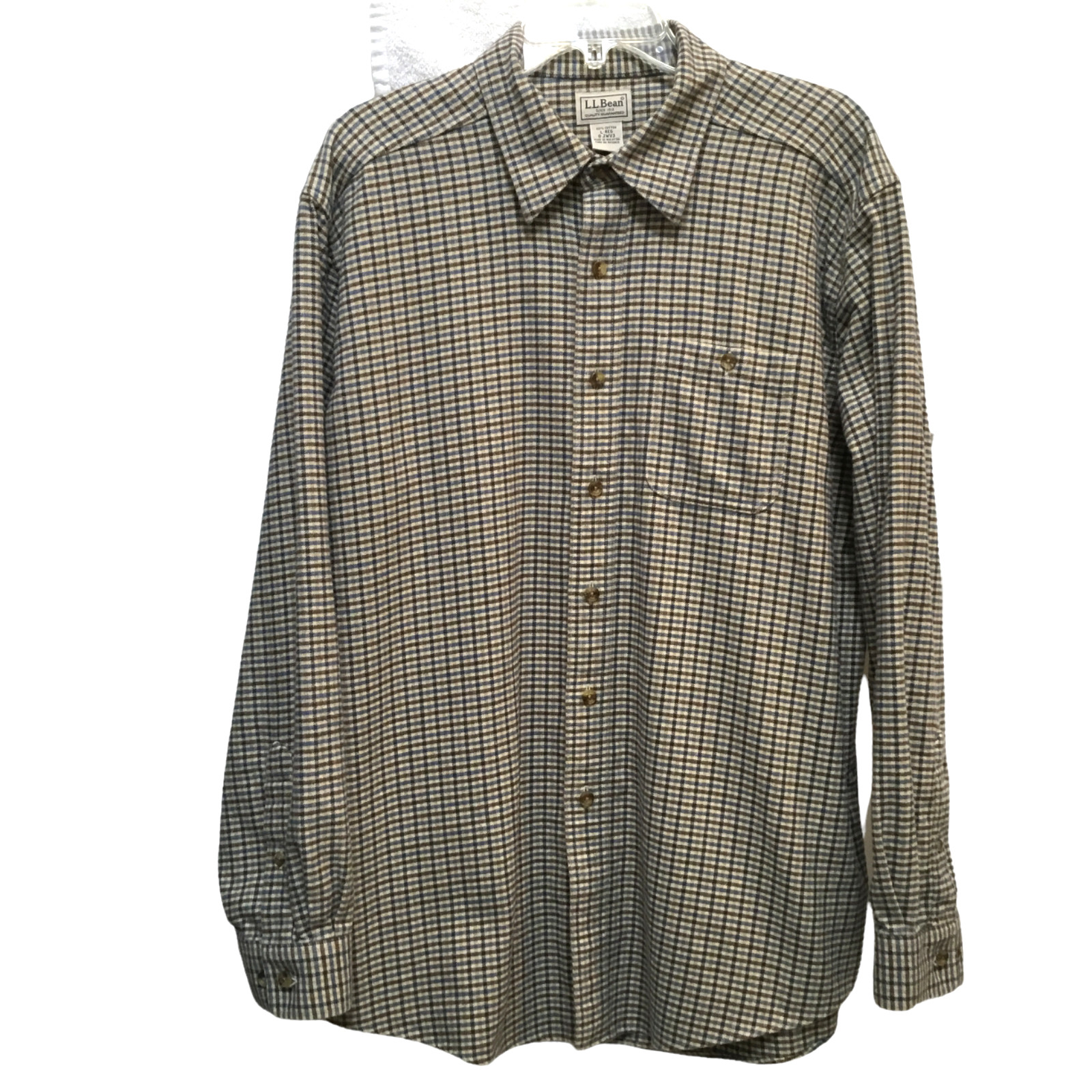 2 LL Bean Heavy Flannel Button Shirts Men’s L-REG Long Slv Pockets Multi Check