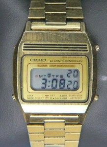 Vintage-Seiko-Alarm-Chronograph-LCD-Watch-Gold-Tone-A639-5008-5009-Working-Retro