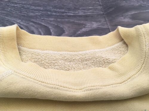 Sudadera Mangas Cortas De Colección Años 50 Estampado en Tinta Copiadora Amarillo Raglan Algodón L - Imagen 7 de 7