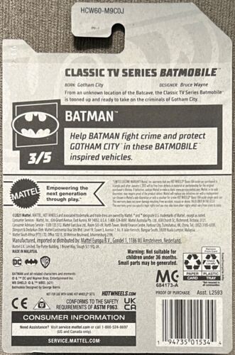 Hot Wheels 2022 Batman Serie #3/5 klassische TV Serie Batmobil #HCW60 Maßstab 1:64 - Bild 2 von 2