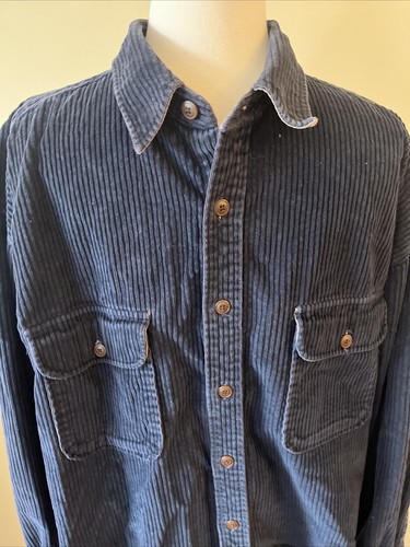 VTG St. John's Bay Heavyweight Corduroy Shirt Mens Large Tall LT Blue - Picture 2 of 16