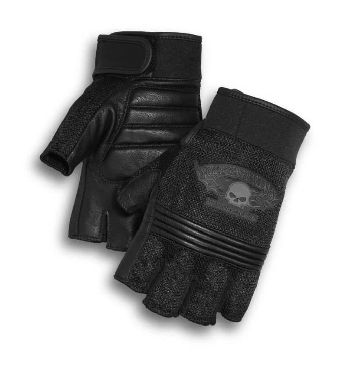 Harley-Davidson Men's Winged Willie G Skull Fingerless Gloves - 98277-14VM
