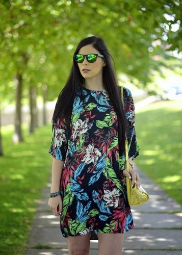 Zara Tropical Print Short Tunic Dress Size Small RRP £45.99