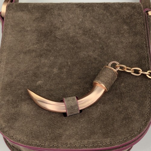 Joey Wolffer Women’s Brown Suede Purse Crossbody Bag - Chain Link, Claw Latch - Picture 4 of 24