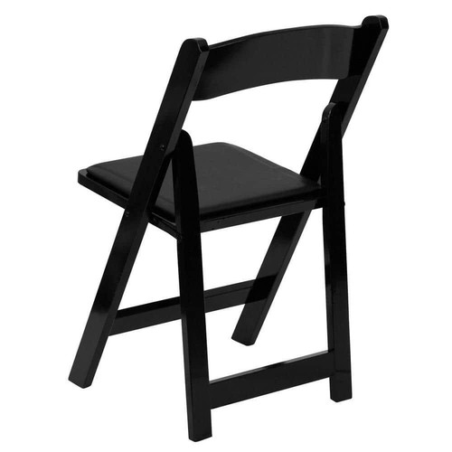Flash Furniture Folding Chair 30.5" H, Wood Frame, Vinyl Seat 4-Pack In Black - Picture 3 of 6