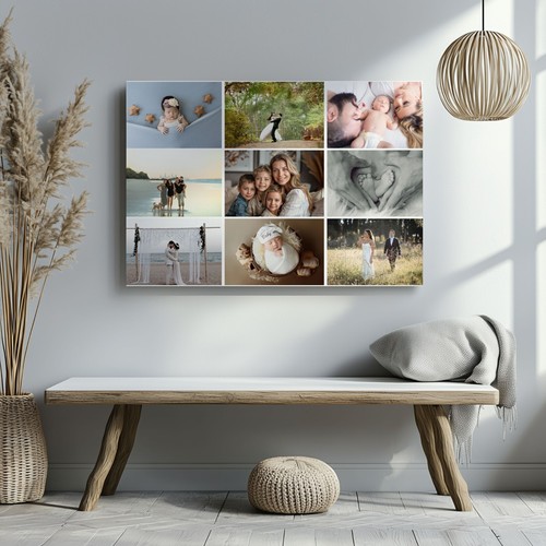 Personalisierte Leinwand Foto Bild Collage gerahmter Druck Familie A0 A1 A2 A3 A4 - Bild 11 von 12