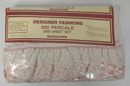 Nuevo en Paquete Diseñador Moda Rosa Blanco Floral 200 Hilos Juego de Sábanas Doble 1990 - Imagen 8 de 10