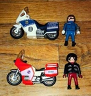 Lot of 2 Vintage Playmobil Figures w/ Motorcycle Policeman Harley Davidson Biker