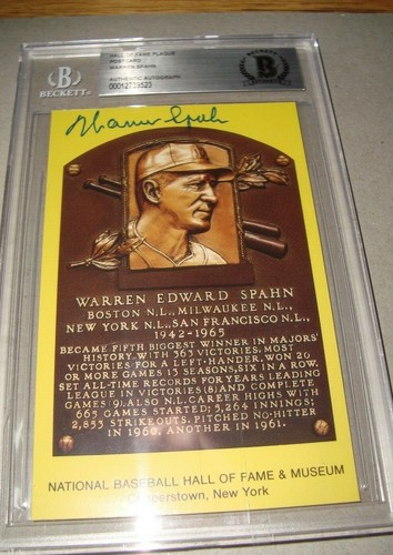 WARREN SPAHN autograph signed HOF in 1973 plaque BECKETT auth MILWAUKEE BRAVES c - Picture 4 of 6