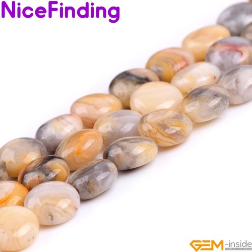 8mm Natural Assorted Stone Flat Coin Gemstone Beads Jewelry Making Strand 15" - Picture 6 of 24