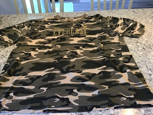 Camiseta de manga corta raramente vista Everlast 1910 camuflaje del ejército para hombre talla grande